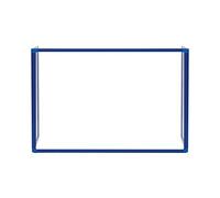 Bi-Office Trois écrans de séparation protectrice en verre pour le bureau, avec charnières et cadre en aluminium bleu, 120 x 90 cm et deux 60 x 90 cm