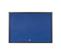 Bi-Office Vitrine d'exposition Exhibit Extra, surface en feutre bleu, 8xA4, Portes coulissantes en verre, cadre en aluminium Anthracite