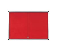 Bi-Office Vitrine d'exposition Exhibit Extra, surface en feutre rouge, 12xA4, Portes coulissantes en verre, cadre en aluminium