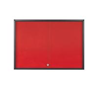 Bi-Office Vitrine d'exposition Exhibit Extra, surface en feutre rouge, 12xA4, Portes coulissantes en verre, cadre en aluminium Anthracite