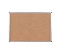 Bi-Office Vitrine d'exposition Exhibit Extra, surface en liège, 6xA4, Portes coulissantes en verre, cadre en aluminium