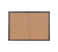 Bi-Office Vitrine d'exposition Exhibit Extra, surface en liège, 8xA4, Portes coulissantes en verre, cadre en aluminium Anthracite