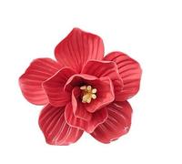 Bi-Sonic Lee Dahlia, rouge, 7,1 cm d'art mural en céramique, sculpture florale faite à la main, plante artificielle 3D, décoration murale de fleurs 3D, décoration murale moderne pour salon, chambre à