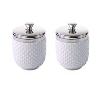 BIA International - Coiffeur à œufs - Lot de 2 Coddlers en porcelaine - Le cuiseur vapeur idéal - Coquetier pour votre petit déjeuner - Pois blancs