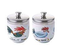 BIA International - Ensemble de 2 coquetiers en porcelaine - Chasing Chickens Design By Clare Mackie - Gadgets de cuisine pour les coquetiers - Pot de cuisson sous vide