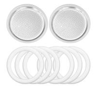 BIA640310 Kit de pièces de rechange pour café Bialetti Moka Express Dama 9 tasses - Joint de café avec 6 joints d'étanchéité en silicone et 2 plaques de filtre en acier inoxydable