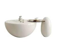 BiaBuiMM Tables Basses Rondes Modernes Lot de 2, Tables de Salon en Verre Trempé avec Grande Surface pour Salon, Chambre, Bureau(White)