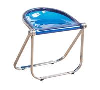BiaBuiMM Tabouret Haut Pliant en Acrylique Transparent, Chaise Pliable Compacte, Chaises Pliantes pour Salon, Salle de Bain, Solide et Portante(Blue)