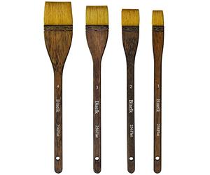 Biaelk 256 Lot de 4 pinceaux Plats pour Aquarelle en Poils synthétiques mélangés de chèvre pour Artistes, Taille #1#2# 3#4