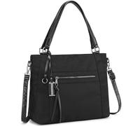 BIAGIO Sac a Main Femme Nylon Grand Capacité Sac Cabas Femme avec Pochette Rembourrée pour Ordinateur Portable 14 Sac Bandoulière Femme Multipoches pour Travail Shopping Voyage L'école, Noir
