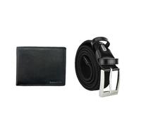 Biagiotti Coffret Cadeau Homme, Portefeuille en Cuir et Ceinture Élastique avec Inserts en Cuir, Ajustable