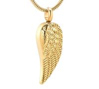 BIAIHQIE Aile d’Ange Unique Plume Souvenir crémation Bijoux Tenir Humain/Animal funéraire Cendres Memorial urne Pendentif Collier pour Les Femmes-doré