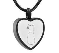 BIAIHQIE Amour Sculpture Chat Hommes et Femmes Bijoux Simple Pendentif Bijoux, commémorative, urne en Acier Inoxydable pour Cendres-1