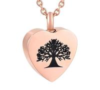 BIAIHQIE Arbre de Vie en Forme de Coeur Sculpture Bijoux pour Hommes et Femmes Pendentif de Bijoux Simples, Sculpture commémorative, Acier Inoxydable-Or Rose