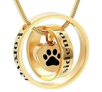 BIAIHQIE Chien/Chat Patte Impression Coeur urne Collier - Pas Longtemps à Mes côtés, pour Toujours dans Mon Coeur crémation Bijoux pour Les Cendres pour Animal de Compagnie Souvenir-doré