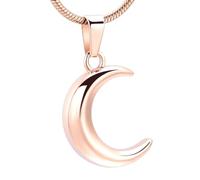 BIAIHQIE Collier Pendentif « Tu ES ma Lune » pour Cendres humaines ou animales, Bijou commémoratif de crémation, Cadeau pour Femme ou Fille - Or Rose