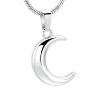 BIAIHQIE Collier Pendentif « Tu ES ma Lune » pour Cendres humaines ou animales, Bijou commémoratif de crémation, Cadeau pour Femme ou Fille - Argent