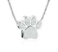 BIAIHQIE Collier urne funéraire en Forme de Patte d'animal de Compagnie, médaillon commémoratif, Souvenir, Bijoux funéraires, Pendentif pour Chien et Chat, Argent