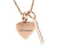 BIAIHQIE Collier urne funéraire en Forme de Petit cœur pour Cendres, Bijou Souvenir, Pendentif commémoratif pour Grand-père - Toujours dans Mon cœur - Or Rose