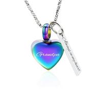 BIAIHQIE Collier urne funéraire en Forme de Petit cœur pour Cendres, Bijou Souvenir, Pendentif commémoratif pour Grand-père - Toujours dans Mon cœur - Coloré