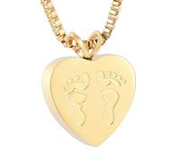 BIAIHQIE Empreintes d’Amour Hommes et Femmes Bijoux Bijoux Simples Pendentif, Sculpture commémorative, urne en Acier Inoxydable pour Cendres-Or