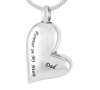 BIAIHQIE Fleur dans Mon Coeur Papa en Acier Inoxydable Cendres humaines Souvenir urne commémorative Bijoux crémation Collier pour mémoire-Argent Papa Coeur