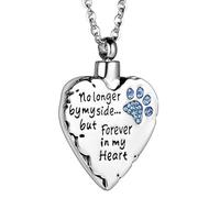 BIAIHQIE Patte de Chien en Cristal Bleu - Plus à Mes côtés, mais pour Toujours dans Mon Coeur crémation urne Pendentif pour Les Cendres