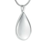 BIAIHQIE Souvenirs Humains Colliers - Gravé en Acier Inoxydable Goutte d’Eau Urne commémorative Collier pour crémation Cendres Pendentif-Argent