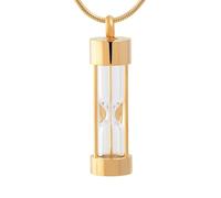 BIAIHQIE Temps Sablier Crémation Médaillon Collier pour Les Cendres des Êtres Chers Souvenir Urne Memorial, Bijoux pour Les Femmes Hommes-Doré