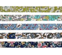 Biais Coton 1 Cm X 1 M Fleurs Bleu Vert 5 Pièces