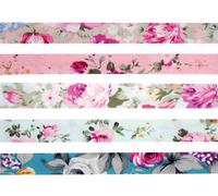 MegaCrea DIY Biais Coton 1 cm x 1 m Fleurs Pastel 5 pièces