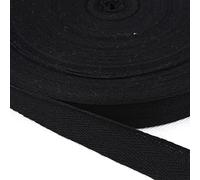 Biais en coton - 25 mètres x 10 mm - Ruban en sergé - Pour couture, couture, bricolage, bricolage, bricolage - Noir
