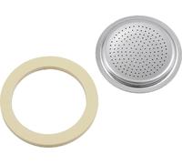 Bialetti 0800039 Set de pièces de rechange 1 joint en silicone + 1 filtre 2/3/4 tasses, argent, 2 pièces (1 set)