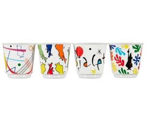 Bialetti 4 Tasses Expresso Pop Art Porcelaine 60 ml Ensemble de Tasses à Expresso