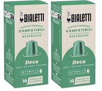 Bialetti Café Capsules compatibles Nespresso® - Décaféiné - 10 Capsules (Lot de 2)