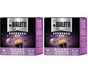 BIALETTI - Café Milano - 16 Capsules Mokespresso « I Caffè d’Italia » - Café Doux - 100% Arabica (Lot de 2)