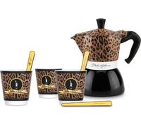 Bialetti - Cafetière Italienne Dont Induction Moka Dolce&Gabbana Leopard Capacité 4 Tasses - Coffret Cafetière + 3 Tasses