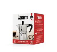 Bialetti cafetière Moka Express 2 tasses, poignée anti-brûlure, non adaptée à l'