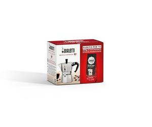 Bialetti Cafetière Moka Express 3 Tasses, Plus Un Lot de 250 g de Parfaite Moka Classique, ne Convient Pas à Induction, 3 Tasses (130 ML), Aluminium 0003544