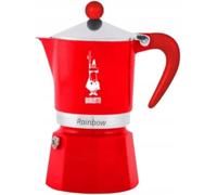 Bialetti Cafetière Moka Rainbow 3 tasses, rouge, aluminium, style classique, manuelle, 130 ml