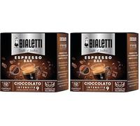 Bialetti Caffè d'Italia, boîte de 12 capsules, saveur chocolat, compatible avec les machines Bialetti à système fermé, 100% aluminium (Lot de 2)