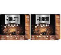 Bialetti Caffè d'Italia, Boîte de 12 Capsules, Saveur Noisette, Compatible avec les Machines à Système Fermé Bialetti, 100% Aluminium (Lot de 2)