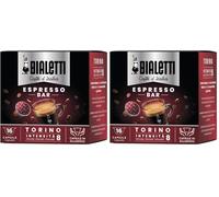 Bialetti Caffè d'Italia, Boîte de 16 Capsules, Turin, Intensité 8, Compatible avec les Machines à Système Fermé Bialetti, 100% Aluminium (Lot de 2)