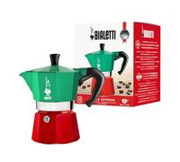 Bialetti - Collection Moka Express Italia: La Cafetière Expresso Iconique, Qui Fait Du Véritable Café Italien, Cafetière Moka 3 Tasses (130 Ml), Aluminium, Coloré En Rouge, Vert Et Argent