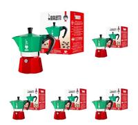 Bialetti - Collection Moka Express Italia: La Cafetière Expresso Iconique, Qui Fait Du Véritable Café Italien, Cafetière Moka 3 Tasses (130 Ml), Aluminium, Coloré En Rouge, Vert Et Argent (Lot de 5)