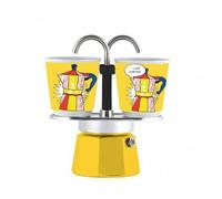 Bialetti Ensemble Mini Express Lichtenstein Cafetières 2 Tasses Avec 2 Verres