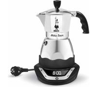 Bialetti Espressokocher Moka Timer 6 Tassen, Elektrischer Espresso Kocher, Kaffee, Kanne, Silber-Schwarz, 270 ml, 6092