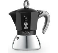 Bialetti Espressokocher New Moka Induction für 4 Tassen, Espresso, Espressokanne, Induktion, Edelstahl, Schwarz, 150 ml, 6934