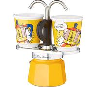 Bialetti Espressokocher Set Mini Express Lichtenstein + 2 Espressobecher