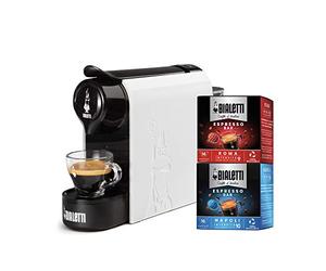 Bialetti Gioia, Machine à expresso avec 32 capsules, fonctionne exclusivement avec des capsules, blanc